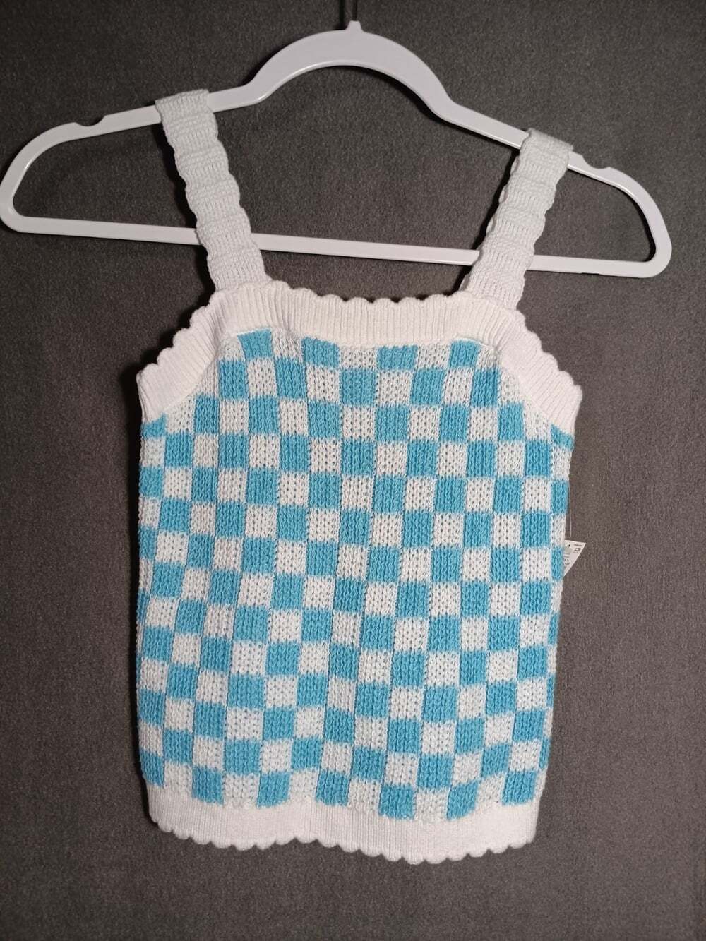 Old Navy Girls Blue White Checker Sweater Tank Top Medium 8 New NWT